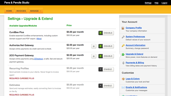 The new CurdBee module settings page