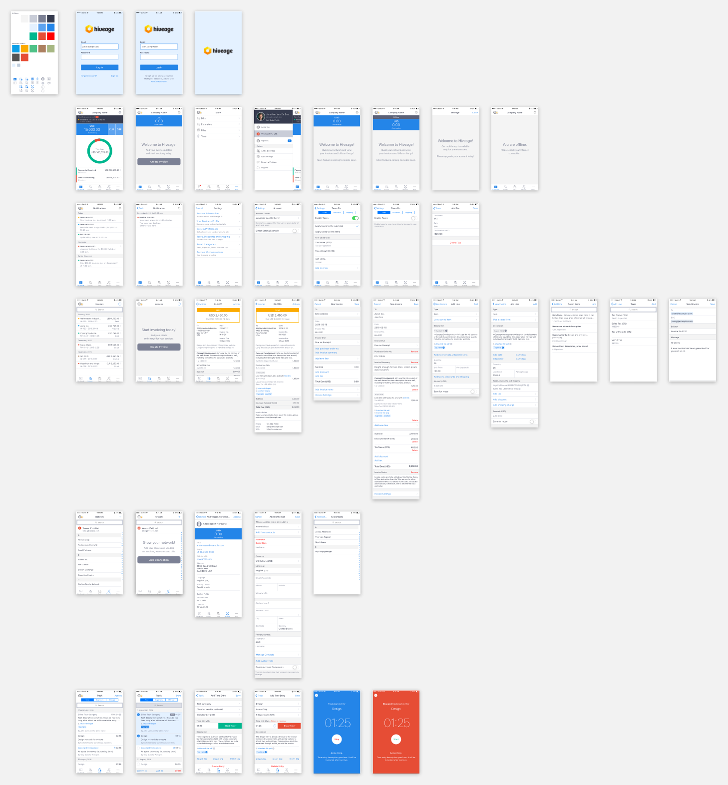 Hiveage iOS app design compositions